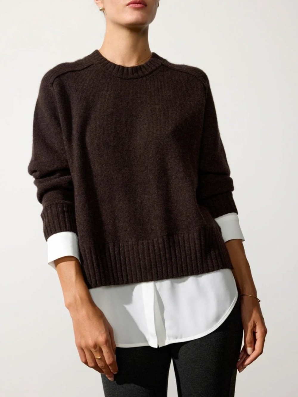 Brochu Walker "Parson Crew Looker” in Brown Wool-Cashmere, M
